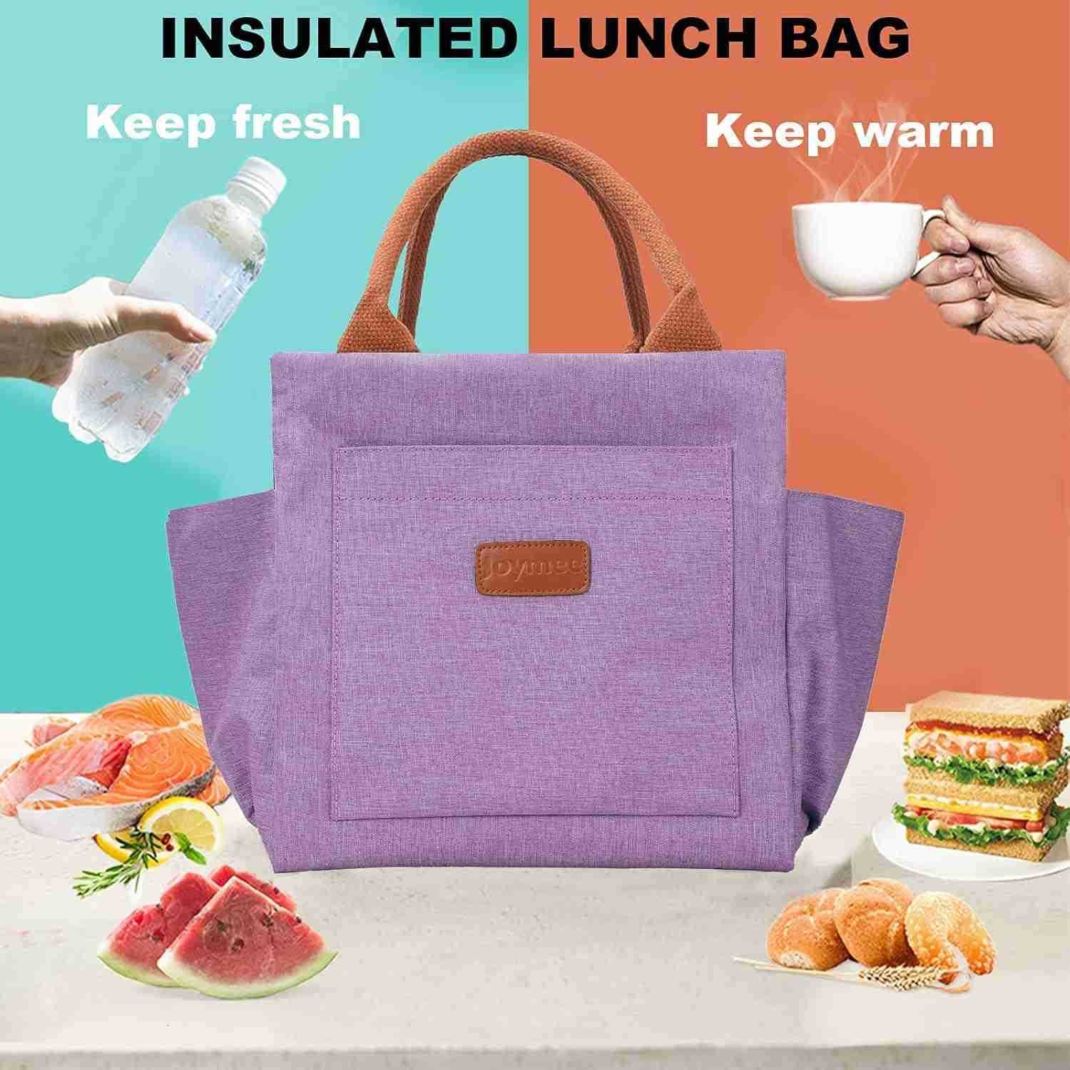 Lunch Bag Women Insulated Lunch Box Reusable Leakproof Large Spacious Cooler Tote for Women Men Adult with Bottle Holder and Side Pockets for Work Off