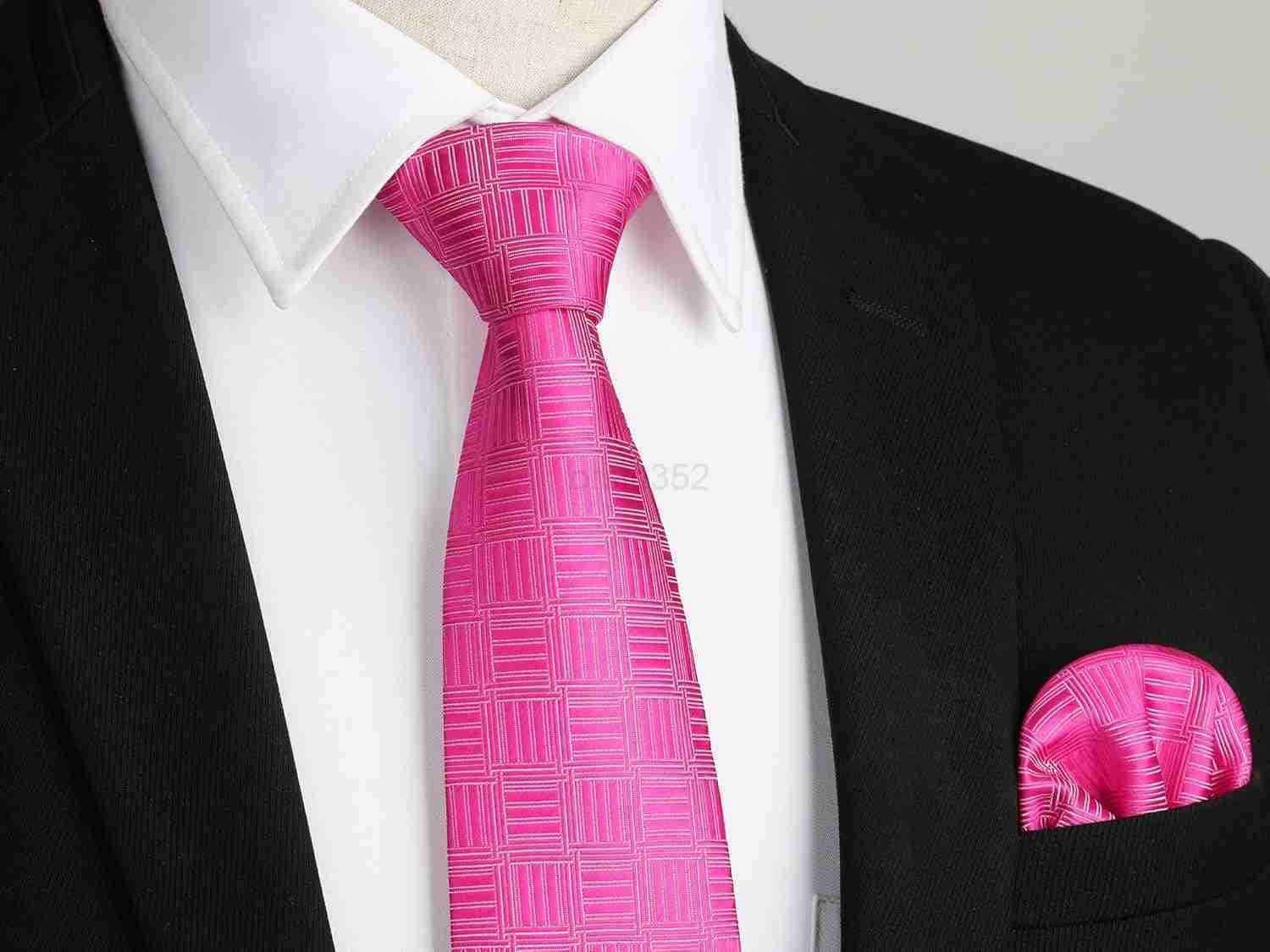 Ties for Men Silk Extra Long Tie and Pocket Square Classic Plaid Checkered 63 inches Mens Neckties BusinessW250904