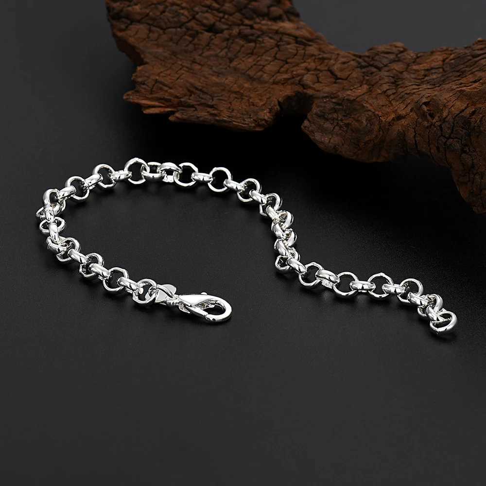 925 Sterling Silver Circle 4MM Chain Bracelets for Women Fashion Jewelry Wedding Party Christmas Gifts 20cm Y250904