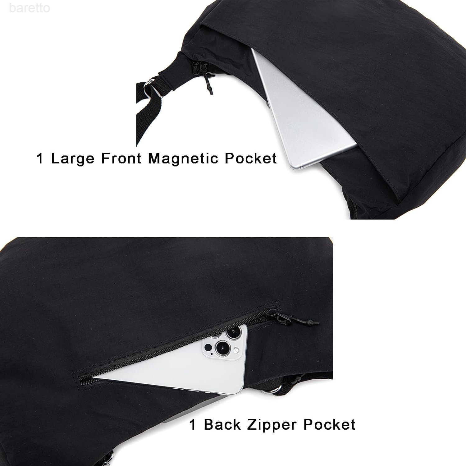 Lightweight Crescent Bag Nylon Crossbody Bags for Women MultiPocket Sling Hobo Luna Bag Womens Shoulder Handbag for Travel M250903