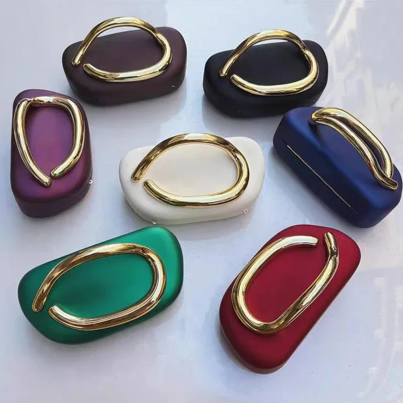 Gold Metal Closure Box Clutch Bag for Women Evening Wedding Party Cute Purse crossbody Bag purple green Metal handle Handbag 250904