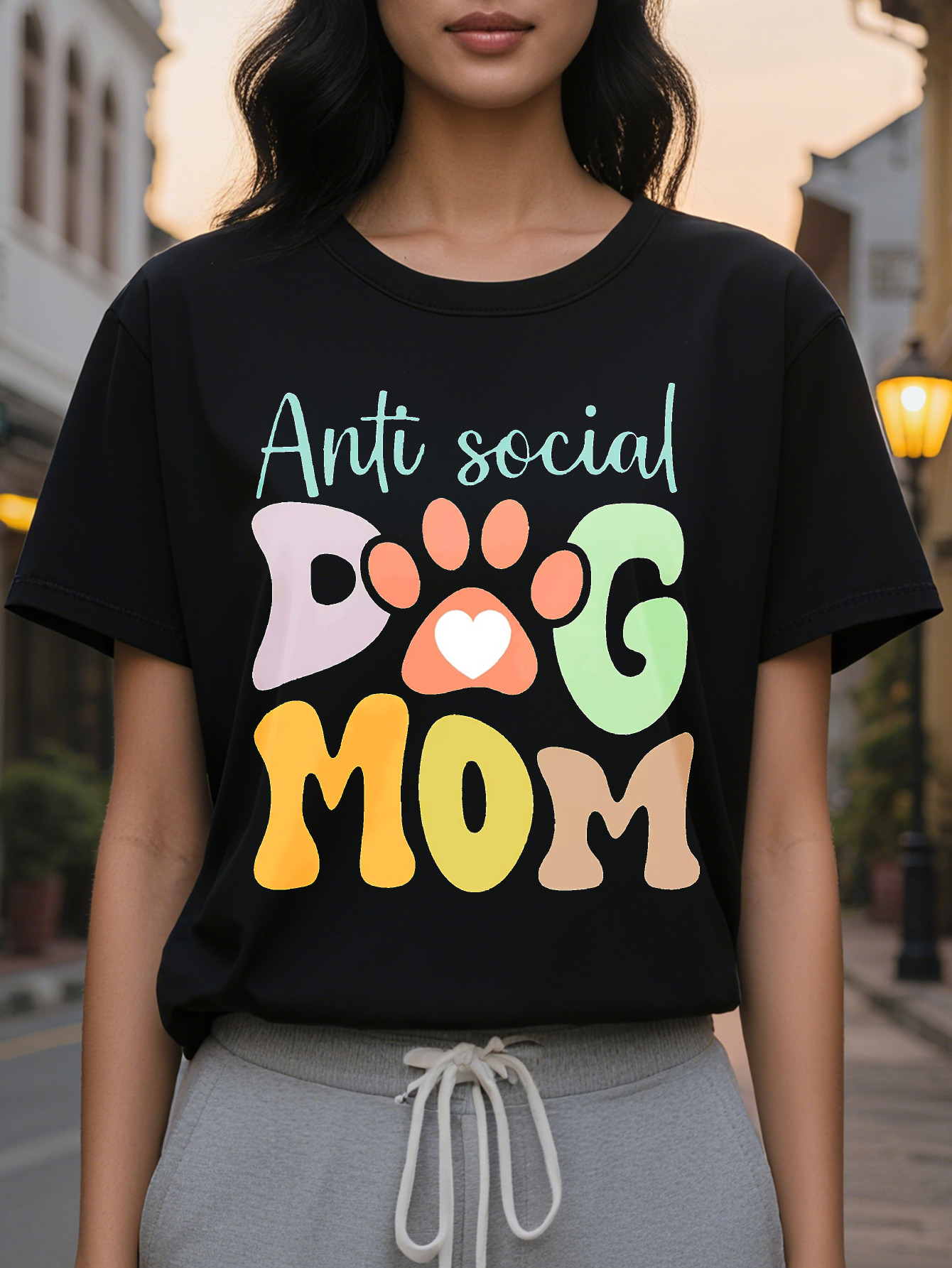 Large XL Graphic Letter Printed Women's Spring and Summer Clothing Combined Version Round Neck T-Shirt Plus Size c4318