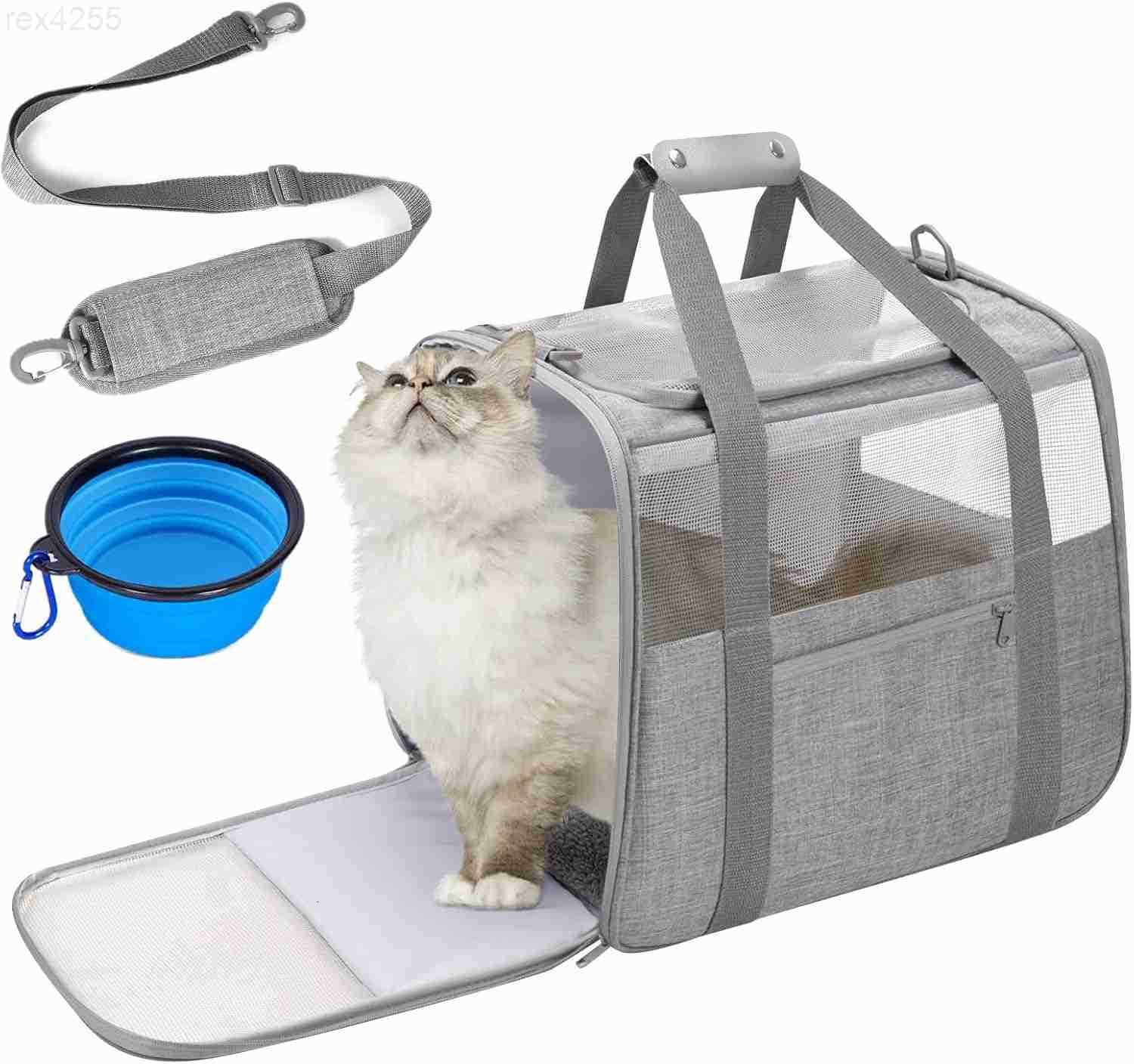 Cat Carrier SoftSided for Big Medium Cats Dog Carriers for Small Dogs Airline Approved Pet Travel Carrier for Cats Puppies up to 15Lbs with Safety Zip
