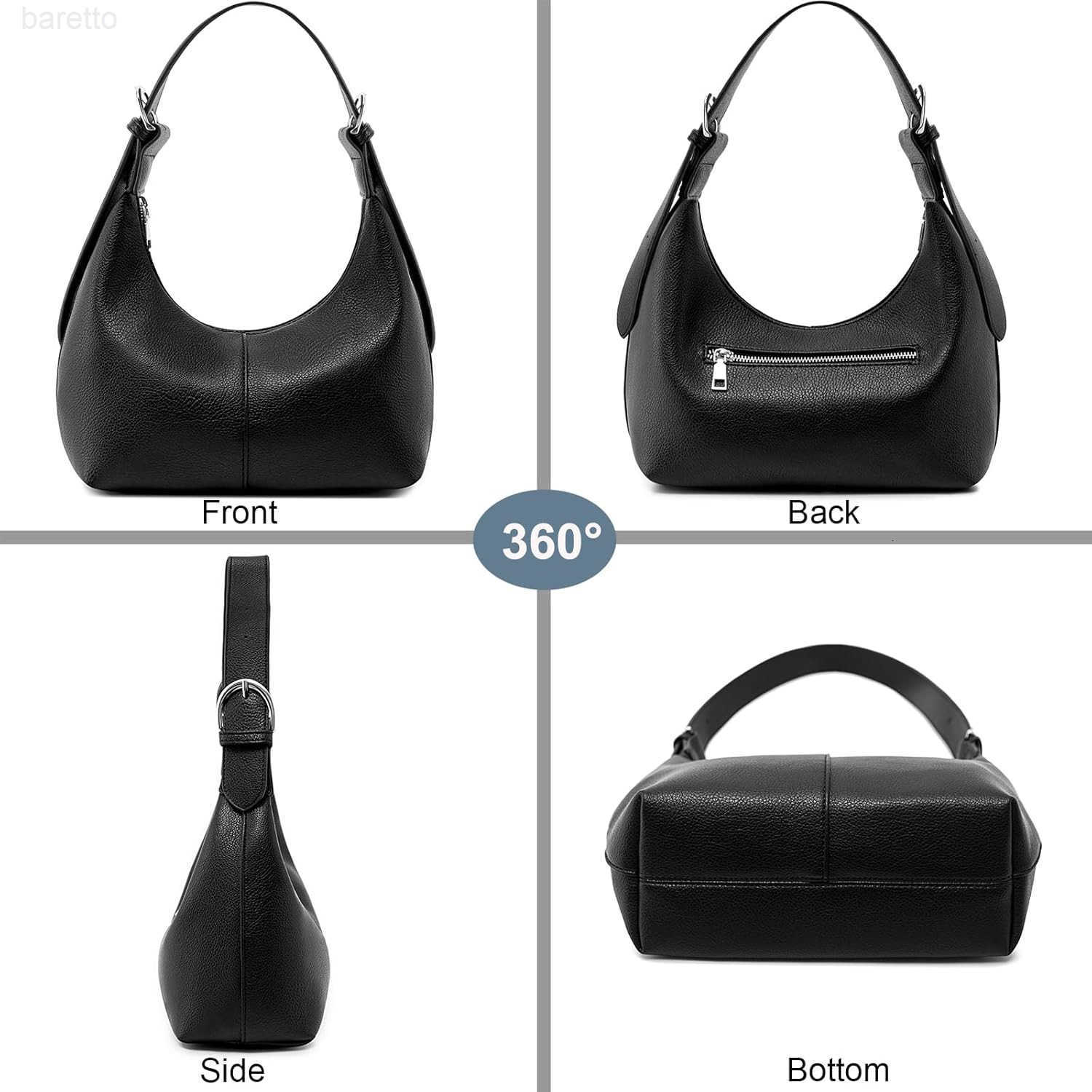 Hobo Bag for Women Soft Vegan Leather Crescent Shoulder Handbag Slouchy Tote Crossbody Purses M250903