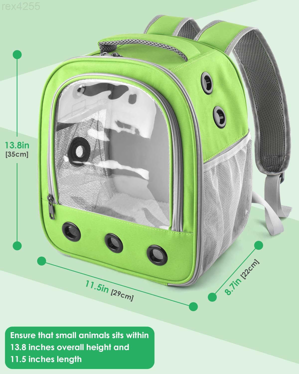 Backpack Portable Rabbit Travel Carring Bag for Pet Bunny Chinchilla Bearded Dragon Hamster Parrot Outgoing Pouch Case with Water Bottle Holder DW2509