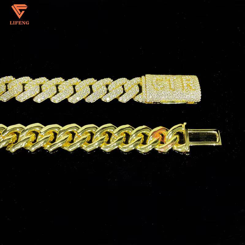 18k Gold Plated 925 Silver Cuban Link Chain Necklace 8mm 10mm 12mm 14mm 2Row VVS Moissanite Diamond Fine Jewelry Charm Necklace