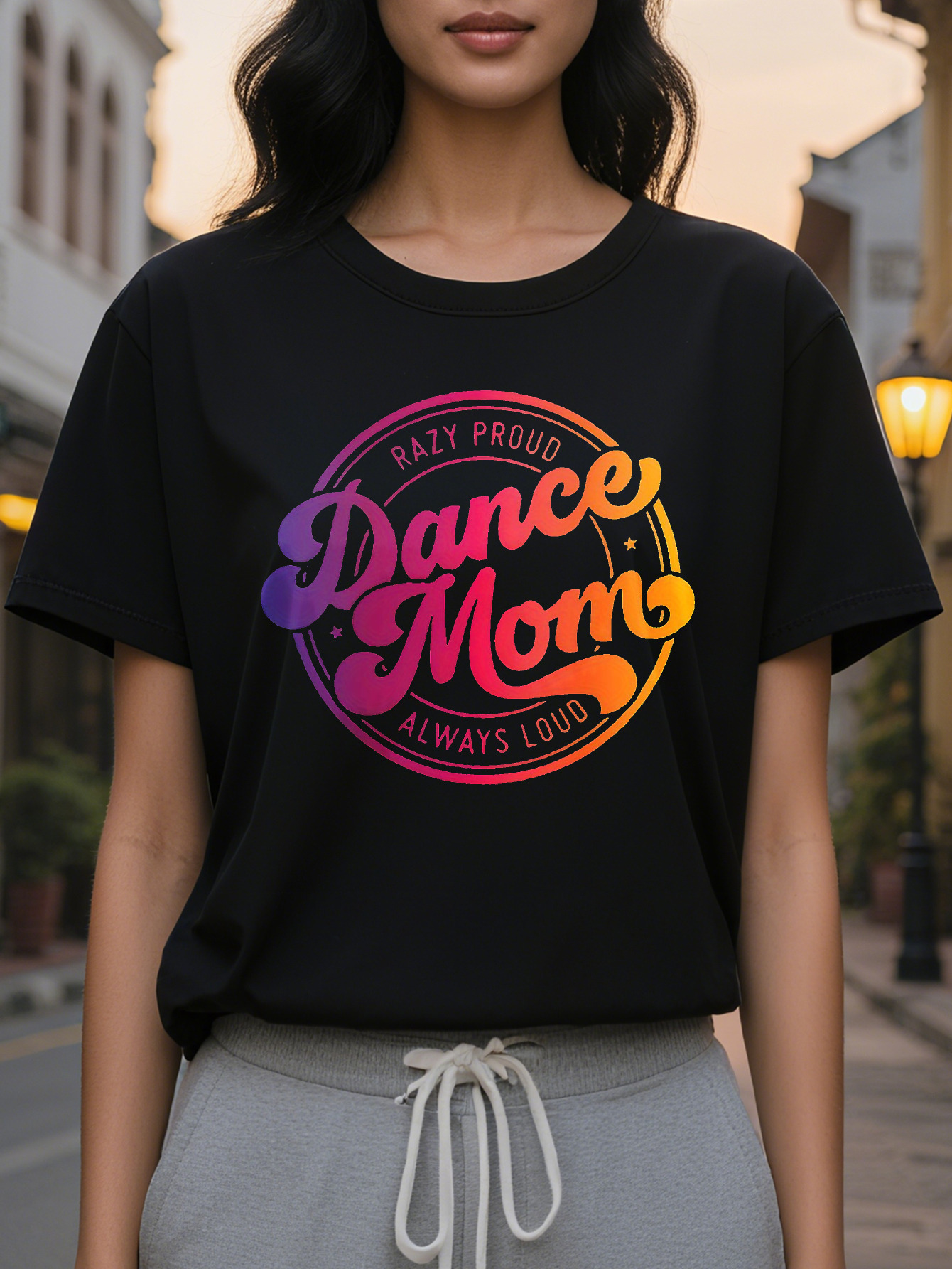 Black Round Neck With Razy Proud Dance Mom Pattern Summer Vest Suitable For Women To Wear