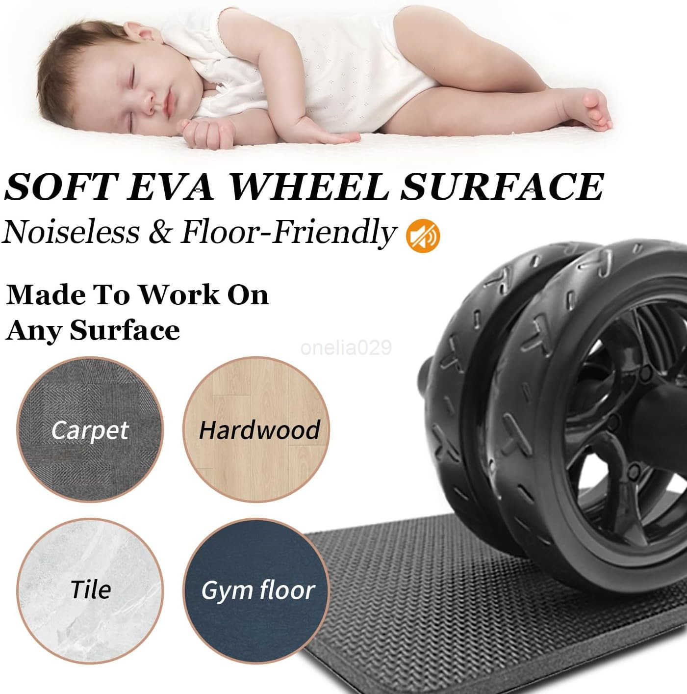 Ab Wheel RollerAbs Core Workout Exercise Wheel with Knee Pad Double Wheel Set with Dual Fitness Strength Training Modes at Gym or Home W250904