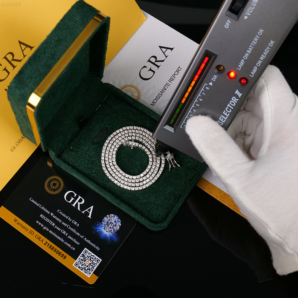 Stocks Fine Jewelry Moissanite Tennis Necklace 925 Silver Round Shape 2mm Tennis Chain Hip Hop Fashion Jewelry for Gift