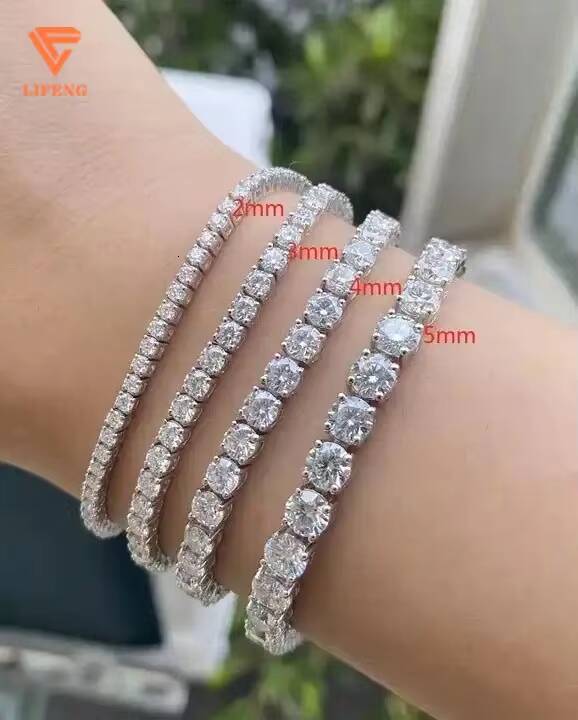Wholesale Tennis Bracelets Gold Plated 18k Gold Women Tennis Chain Bracelet VVS Moissanite Diamond 925 Sterling Silver Bracelets
