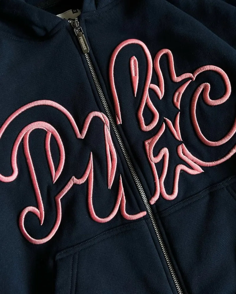 American Retro Trendy Zip Up Hoodie High Street Harajuku Y2K Streetwear Women Korean Loose Casual Oversized Sweatshirt 250904