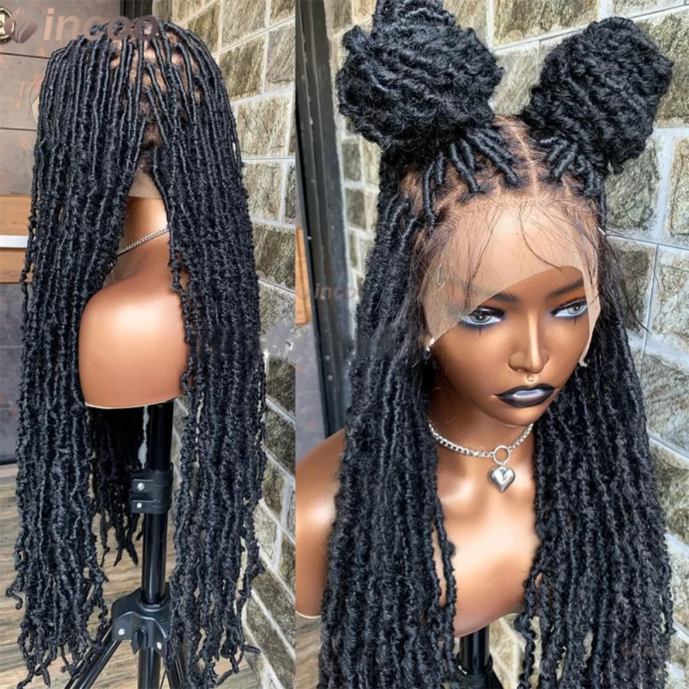 Twist Braided Wigs Box Braided Lace Front Wig For Black Women Synthetic 360 Full Lace Frontal Wig Faux Locs Wig Goddess Braids Wigs