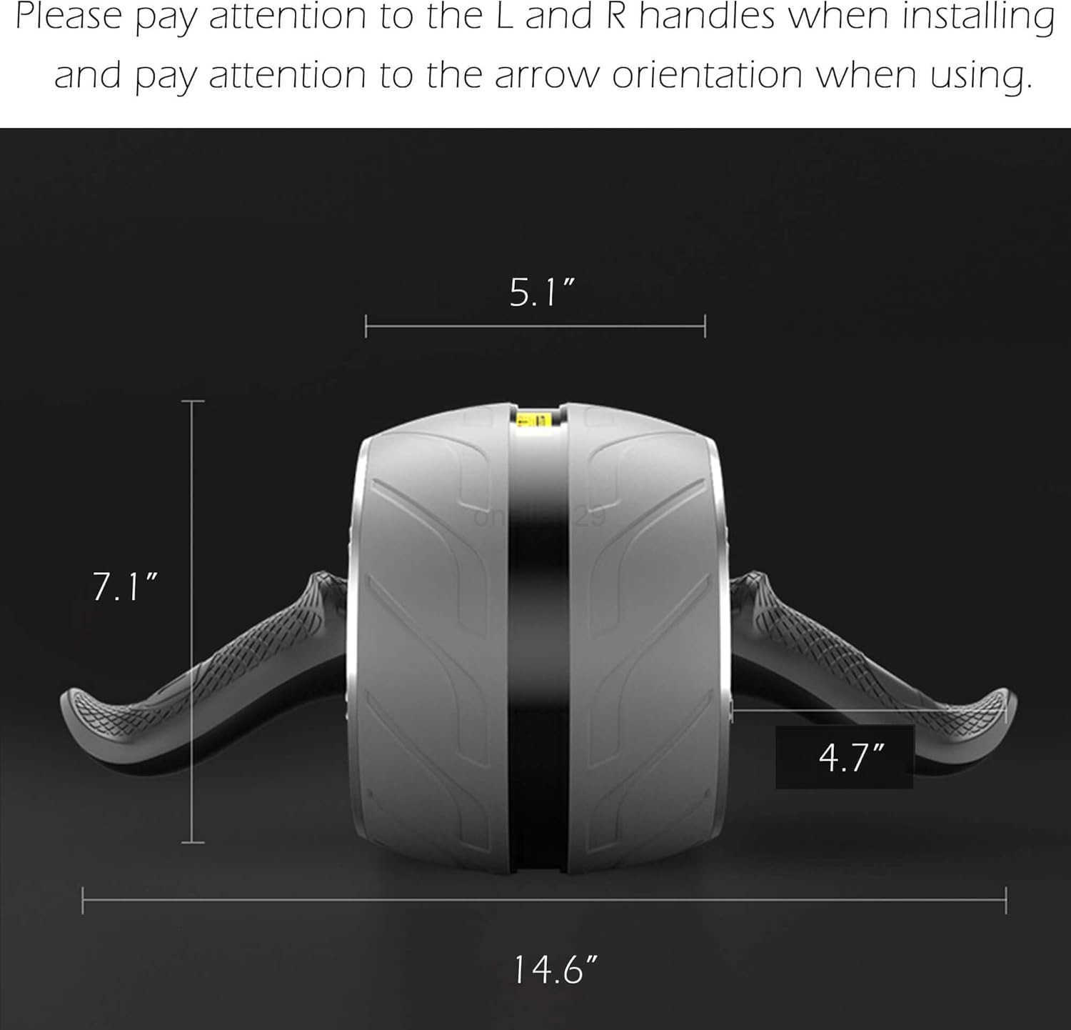 Abdominal Wheel Roller with Resistance Spring 146W Automatic Rebound Exercise StrengthTraining Roller Core Workout Fitness Wheels with Knee Pad W25090