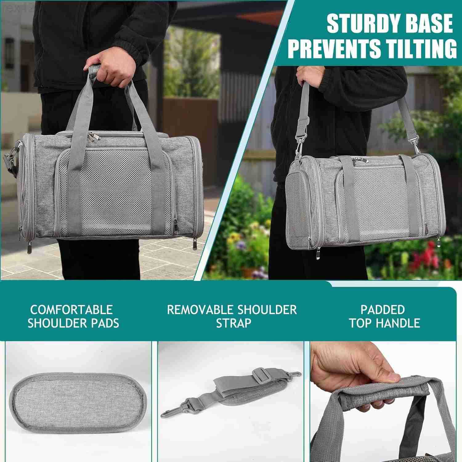 Cat Dog Carrier for Small Medium Pet Carriers Up to15Lbs Cats Carrier Soft Sided Puppy Dogs Bag Portable Foldable Airline Approved Carrier Travel Gree