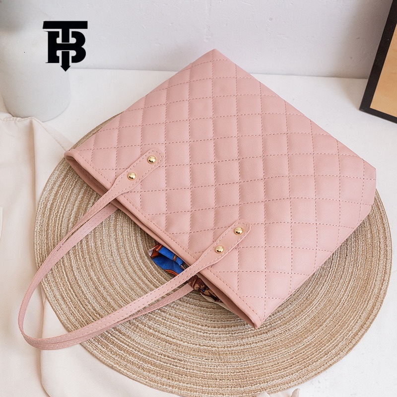 TB BHULAMTE Designer Large-capacity Diamond-patterned Embroidered Bag Fashionable And Simple Scarf Handbag Single-shoulder Luxury Bucket Bag