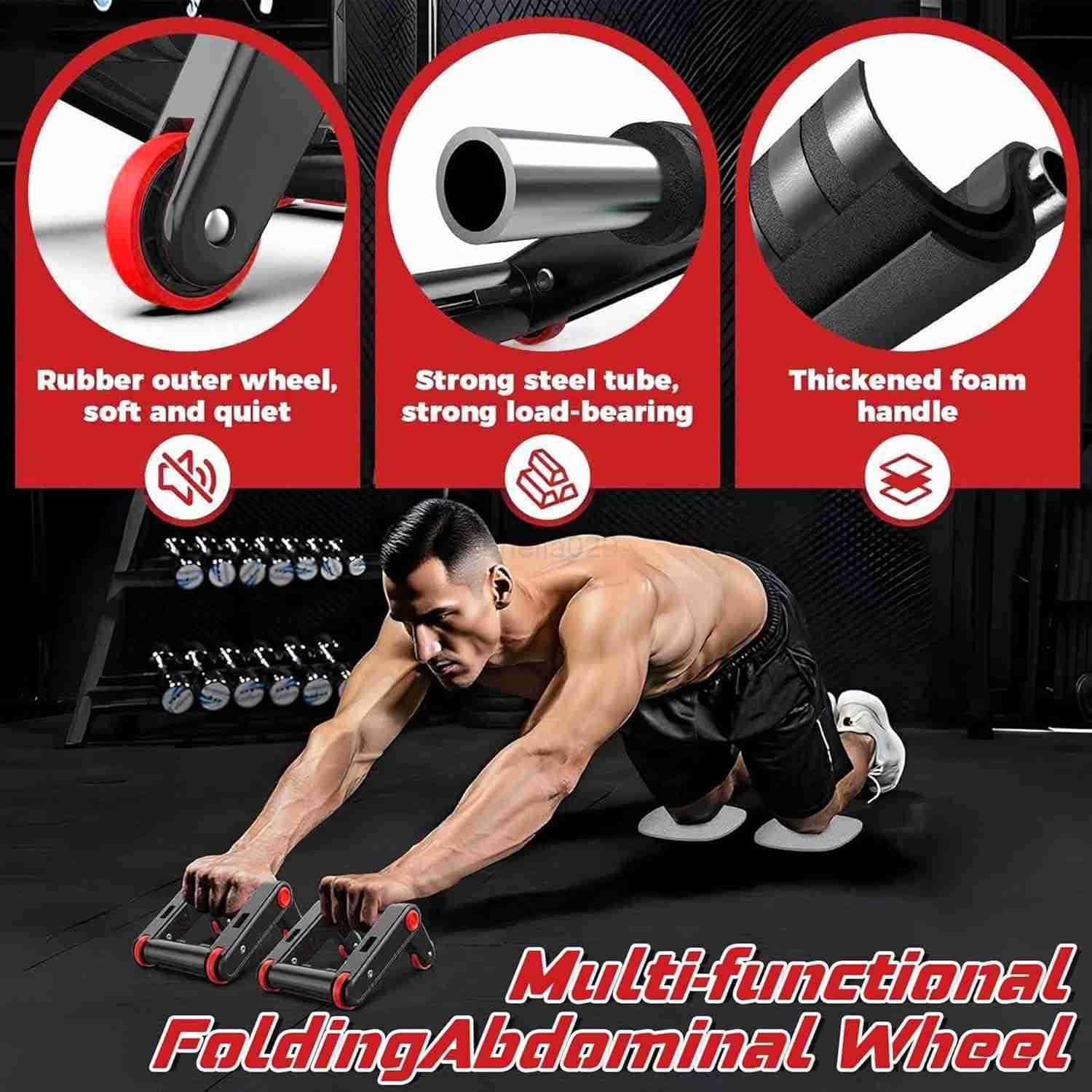 Ab Roller Wheel Set 2in1 Core Strength Training Equipment for Home Gym 500LB Capacity NonSlip Handles with Knee Pad for Men and Women W250904