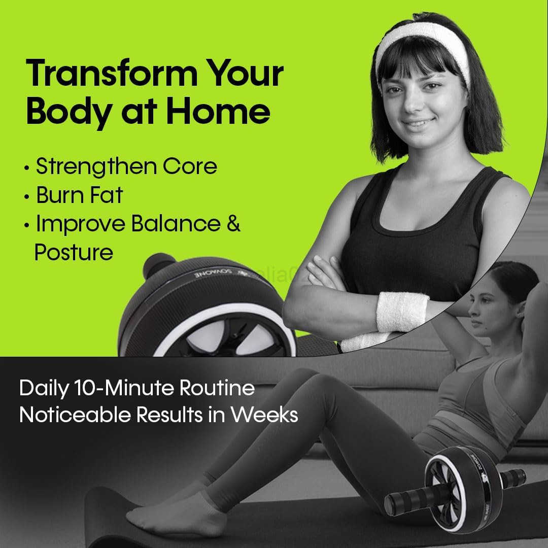 Ab Wheel Roller 4 in 1 Ab Roller Kit with Knee Mat Jump Rope Stretch Band Abs Workout Equipment for Home Gym Abdominal Wheel for Full Body Strength Tr