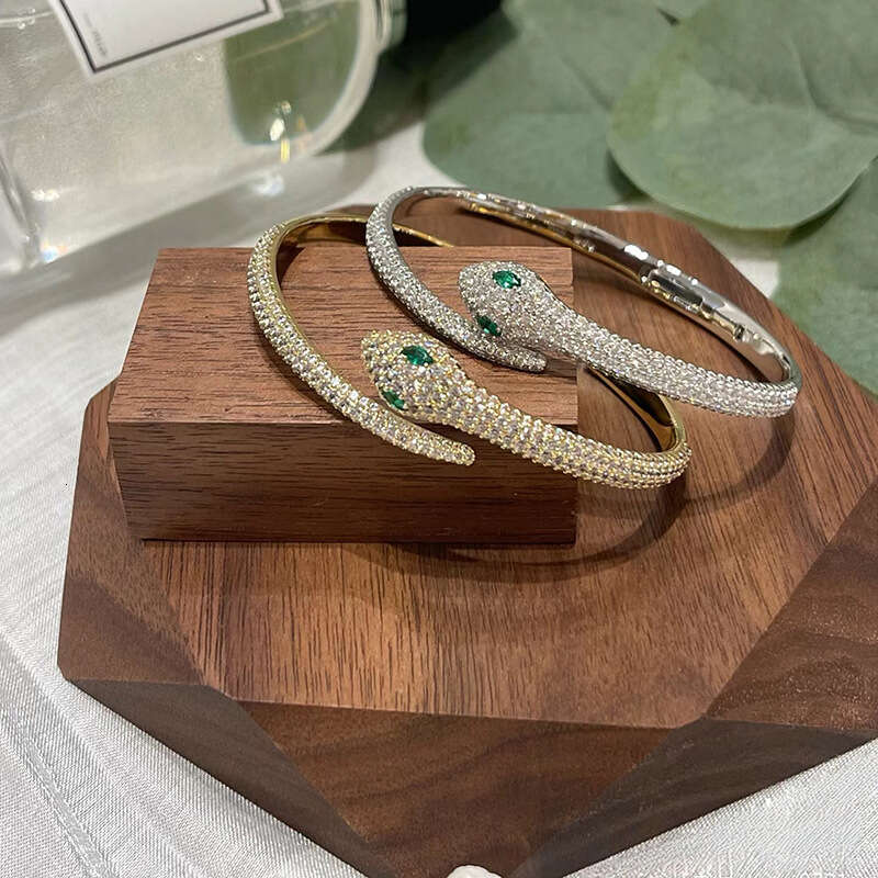 DH collections 2025 Spring 18k Gold - Plated Zircon Snake - shaped Bracelet for Women