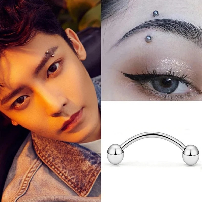6Pcs Eyebrow Piercing Banana Shape Lip Ring Stainless Steel Curved Barbell Stud Helix Navel Cartilage Earring Body Jewelry 250903