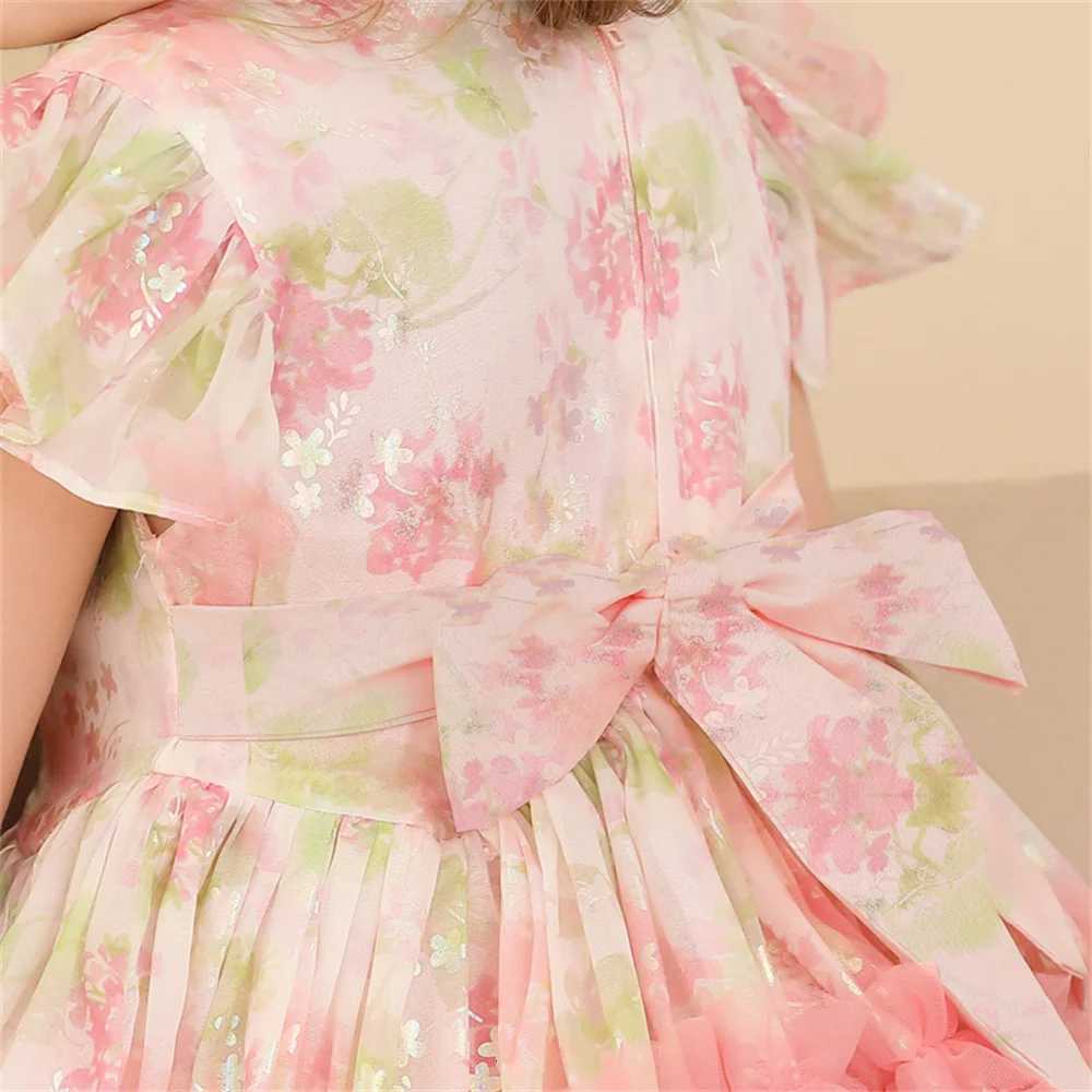 Baby Girl Sleeveless Thin Pink Princess Dresses Kids Girl Flower Casual Dress Mesh Birthday Ceremony Ball Gown Z250904