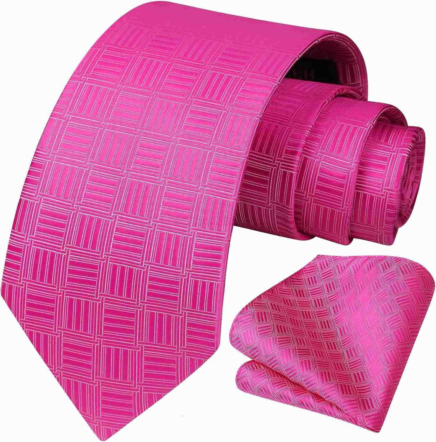 Ties for Men Silk Extra Long Tie and Pocket Square Classic Plaid Checkered 63 inches Mens Neckties BusinessW250904