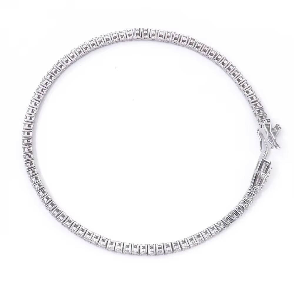 S925 Sterling Silver 2mm D VVS Moissanite Tennis Chain Mossanite Bracelet for Women Men Luxury Jewelry Hip Hop Style