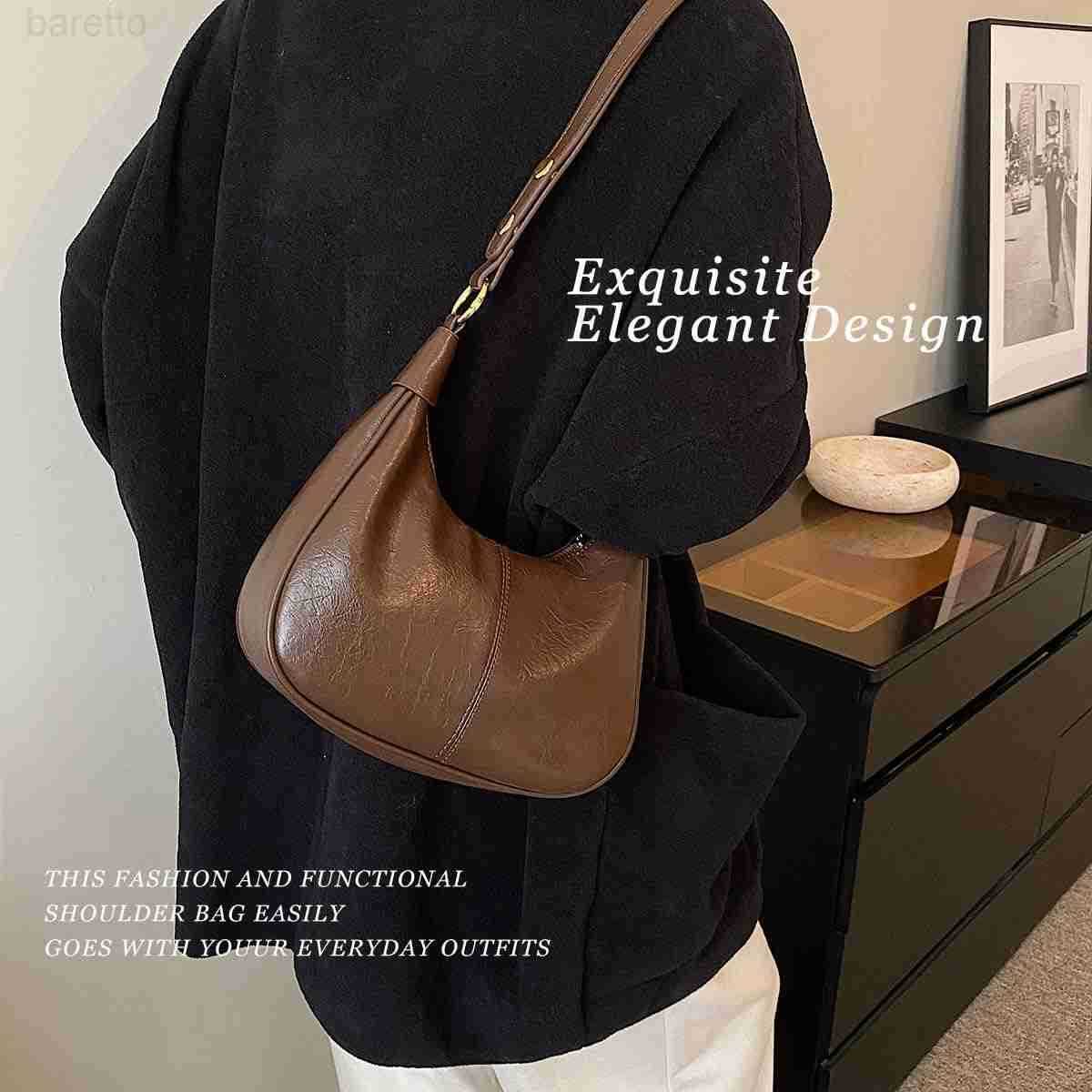 Small Hobo Bag for Women Crescent Retro Tote Handbags PU Leather Shoulder Bag 2025 M250903