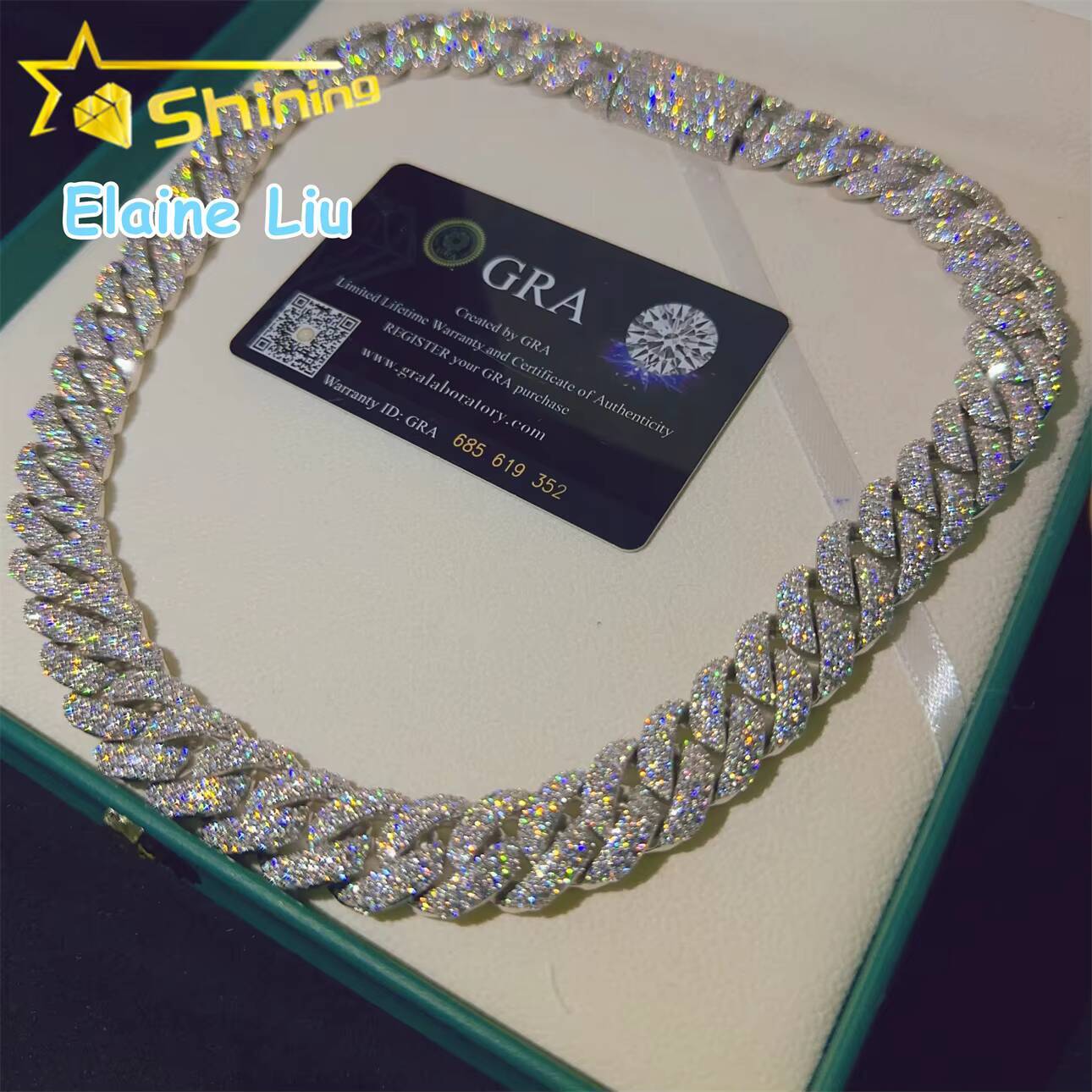 Hip Hop Jewelry VVS Moissanite Diamond Miami Cuban Necklace 16MM Sterling Silver 925 Cuban Link Chain Necklace