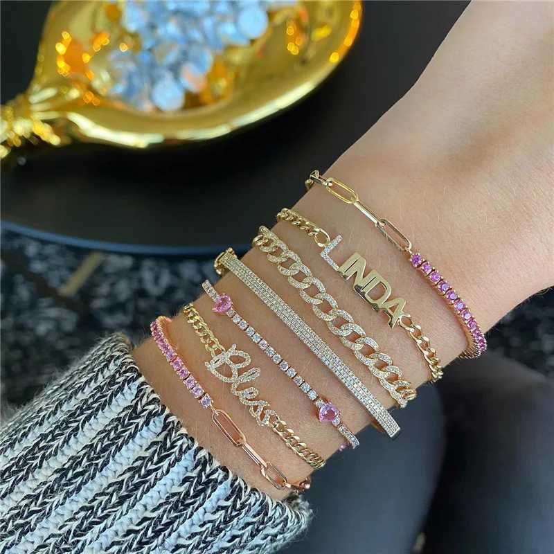 Luxury Color Cubic Zirconia Gold Color Tennis Bracelets For Women Girls 2022 New Trend Chain Bracelets Jewelry Party Gifts W250904