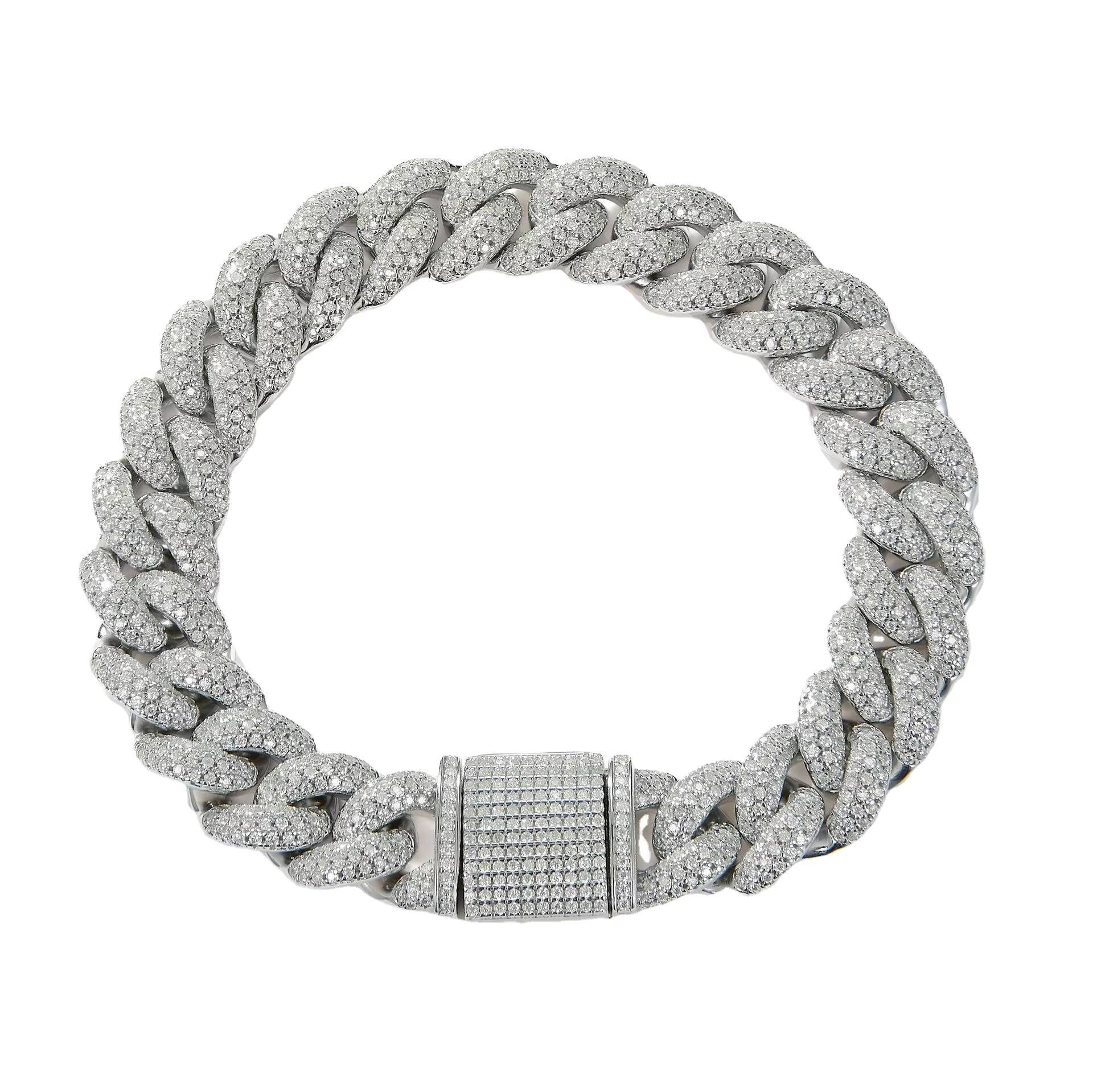 S925 Silver Fine Jewelry Bracelets Moissanite Skeleton Tennis Bracelet Bangle Cuban Link Chain