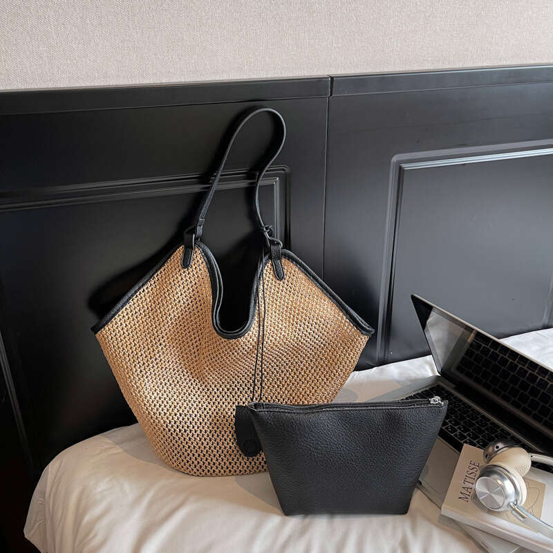 French-style Straw Vacation Large Capacity New Woven Handbag Casual Shoulder Tote Bag