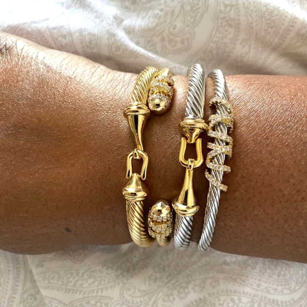 Missvikki design Stackable Bangle For Wen Bridal Wedding Cubic Zircon OPen Bangle Dubai Bracelet Party Jewelry Y250904