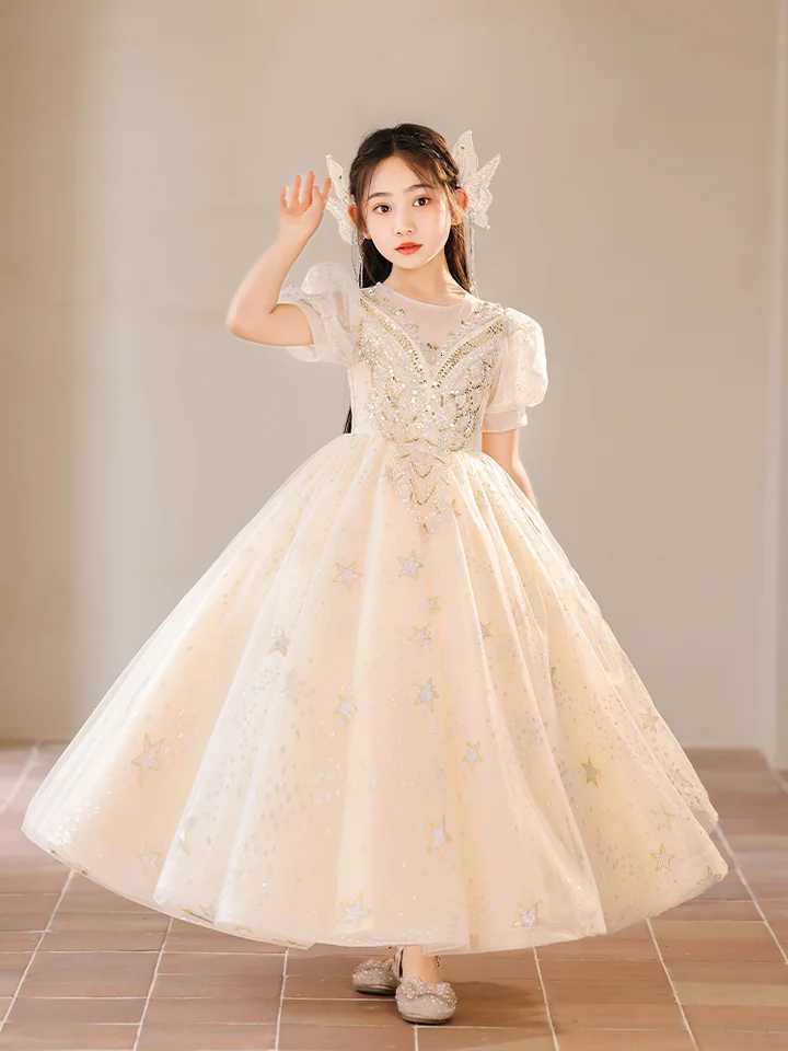 15-3 Years Old Teen Girls Fluffy Mesh Dresses for Wedding Flower Elegant Party Princess Prom Gown Children Pageant Tailored Long Dress Z250904