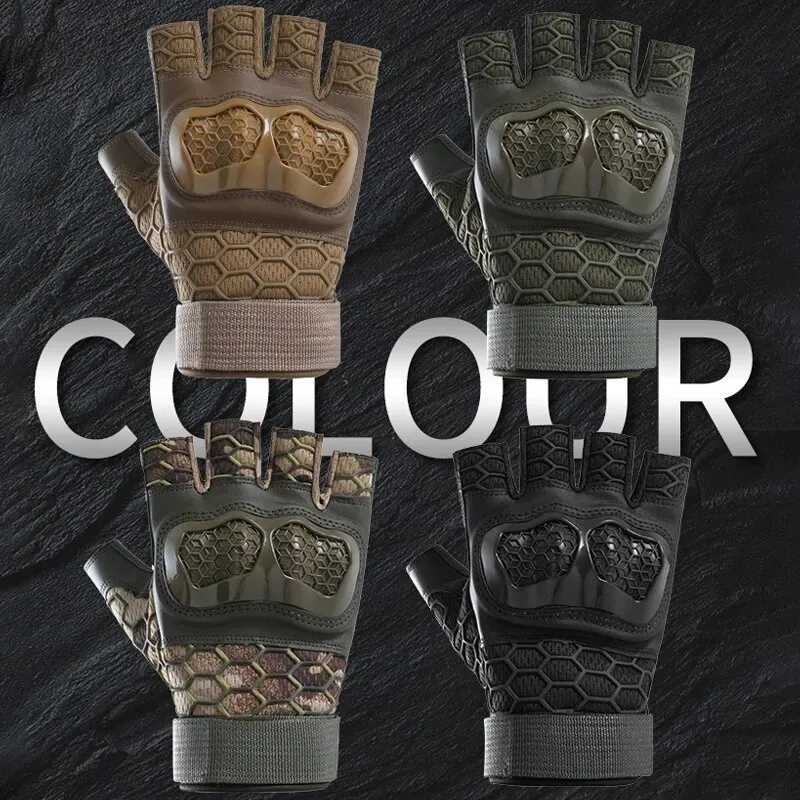 Men Half Finger Tactical Gloves Combat Hunting Hard Shell Protective Fingerss Antiskid Wearresistant Gloearresistant GlovesXJ250904