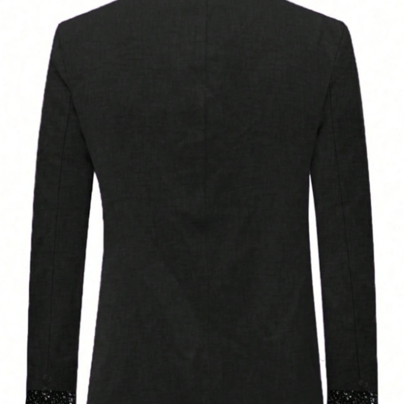 Classic Black Men Suits Shawl Lapel Sequin Patchwork Slim Fit Groom Party Coat Fashion Wedding Male Blazers Costumes Homme y250903
