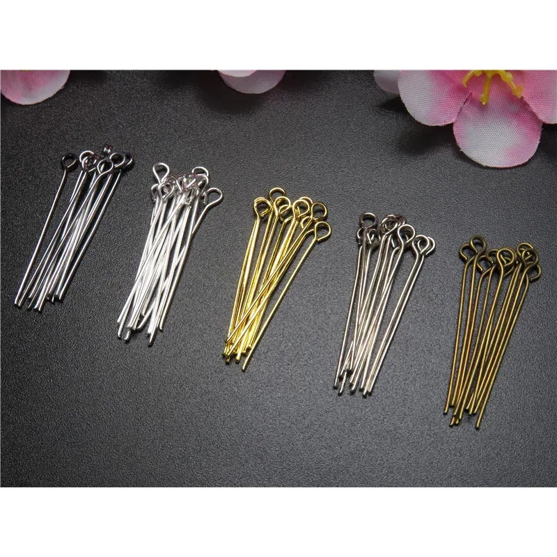 100200PcsLot 1070mm Heads Eye Flat Head Pin Gold Plated Ball Pins for Jewelry Findings Making Accessories Supplies 250828