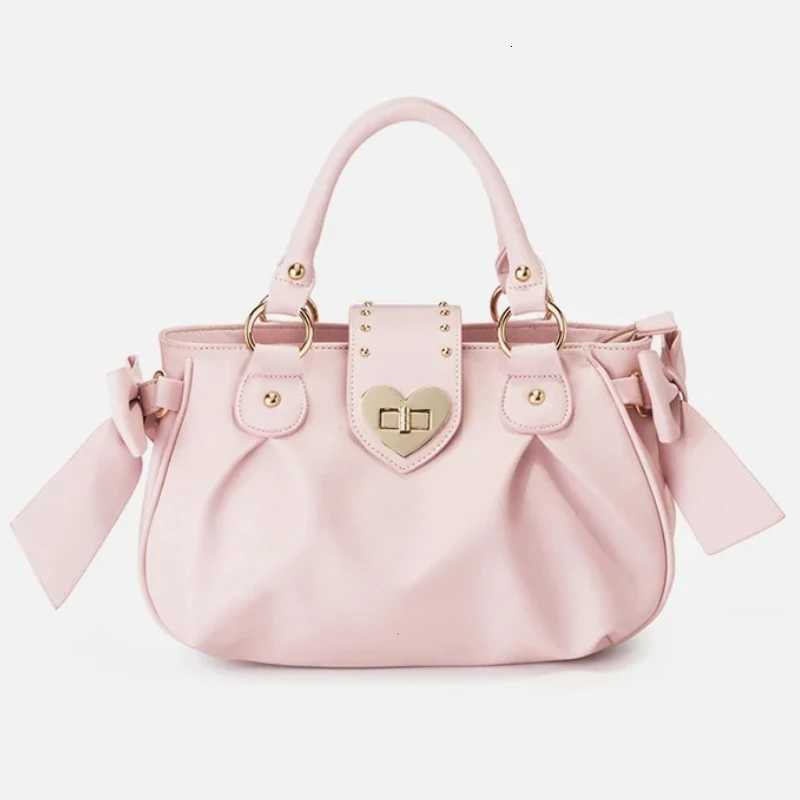 Harajuku Bow Pink Hand Bag Purse Women Japanese Style Soft Casual Crossbody Bag Ladies Sweet Cute Large Capacity Shoulder Bags Z250903