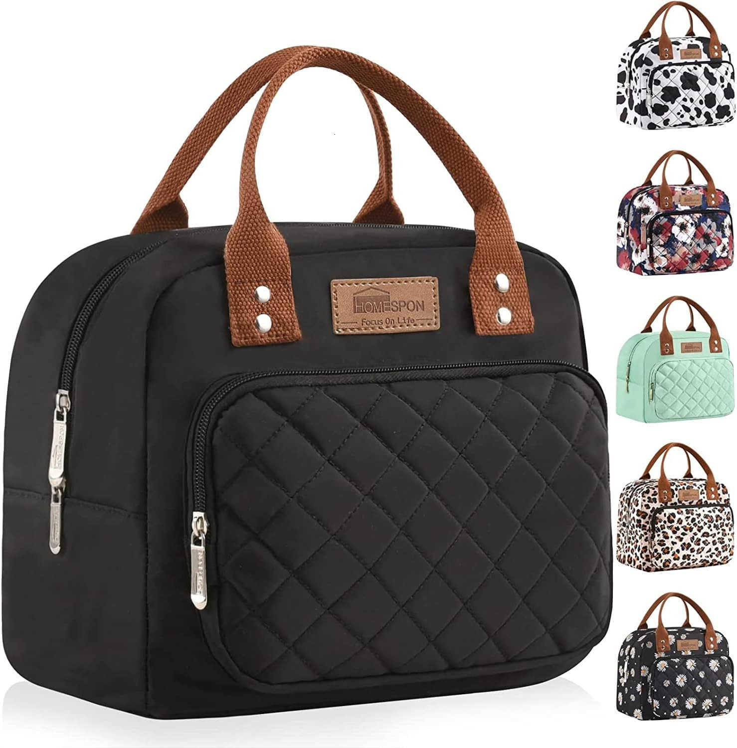 Lunch Bag for Woman Man Adults with Front Pocket Insulated Lunch Tote Lunch Box Container for Work Picnic or TravelBlack M250905