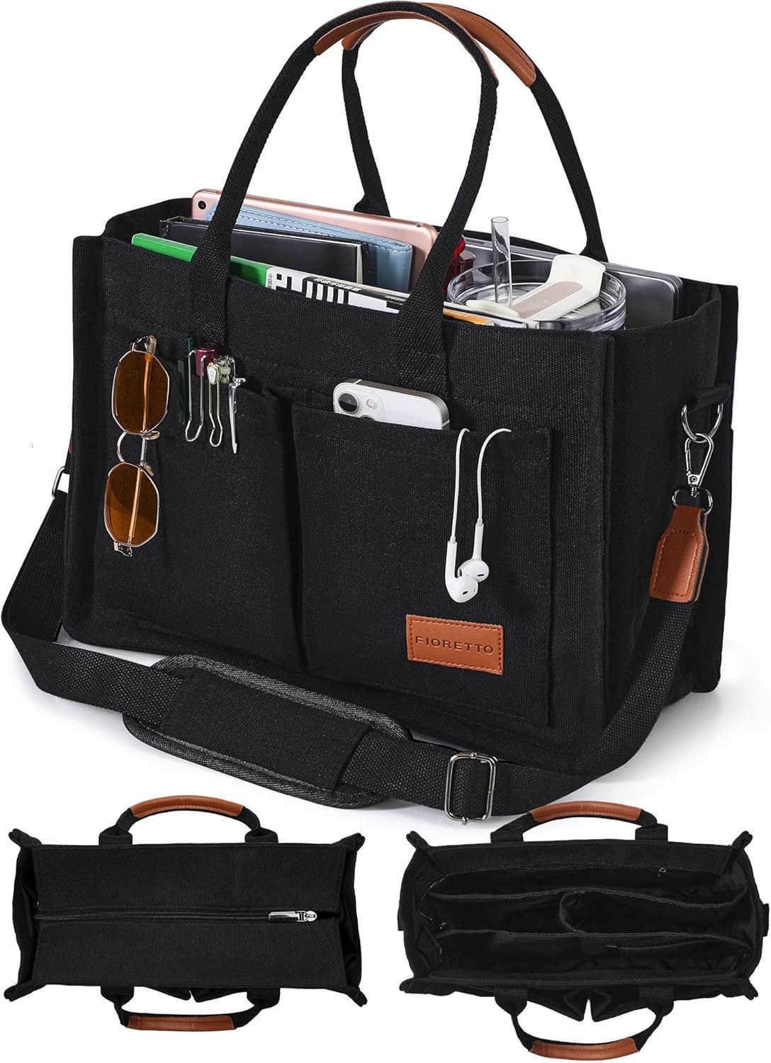 Tote Bag for Women with Zipper Closure Individual Compartments for Work College for Teacher NurseW250904