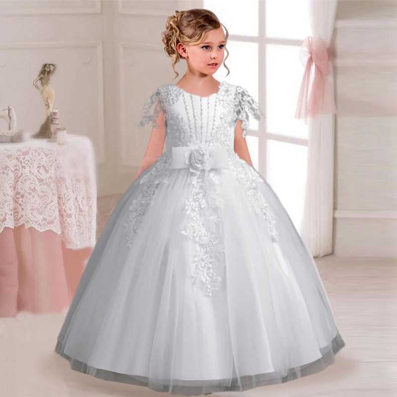 2025 New Elegant Girl Wedding Dress Embroidered Mesh Princess Dress 4-12 Years Old Girl Graduation Party Prom Evening Dress Z250904