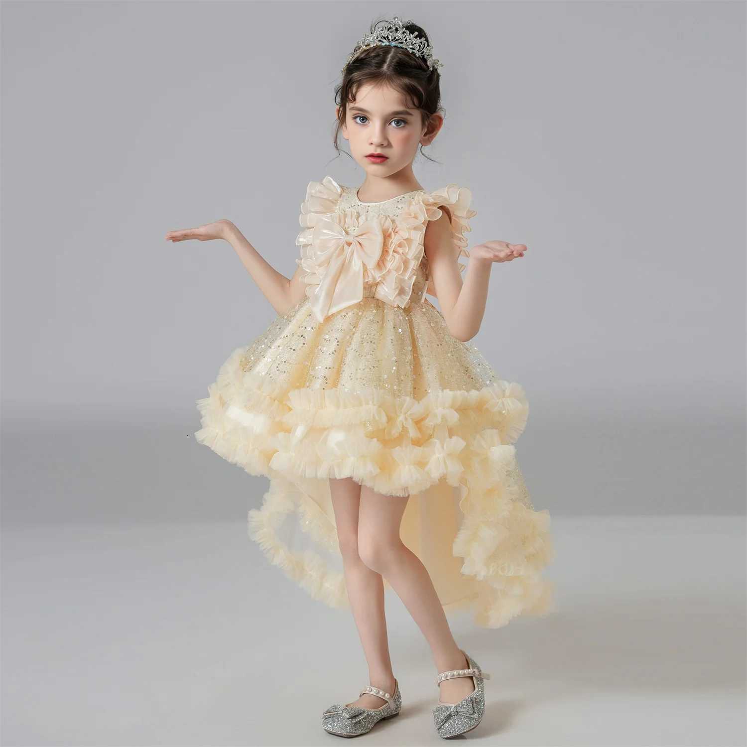 Hot Selling Summer Girls Party Princess Dress Kids Girl Tailing Dresses For Wedding Birthday Ceremony Baby Girl Gown Z250904