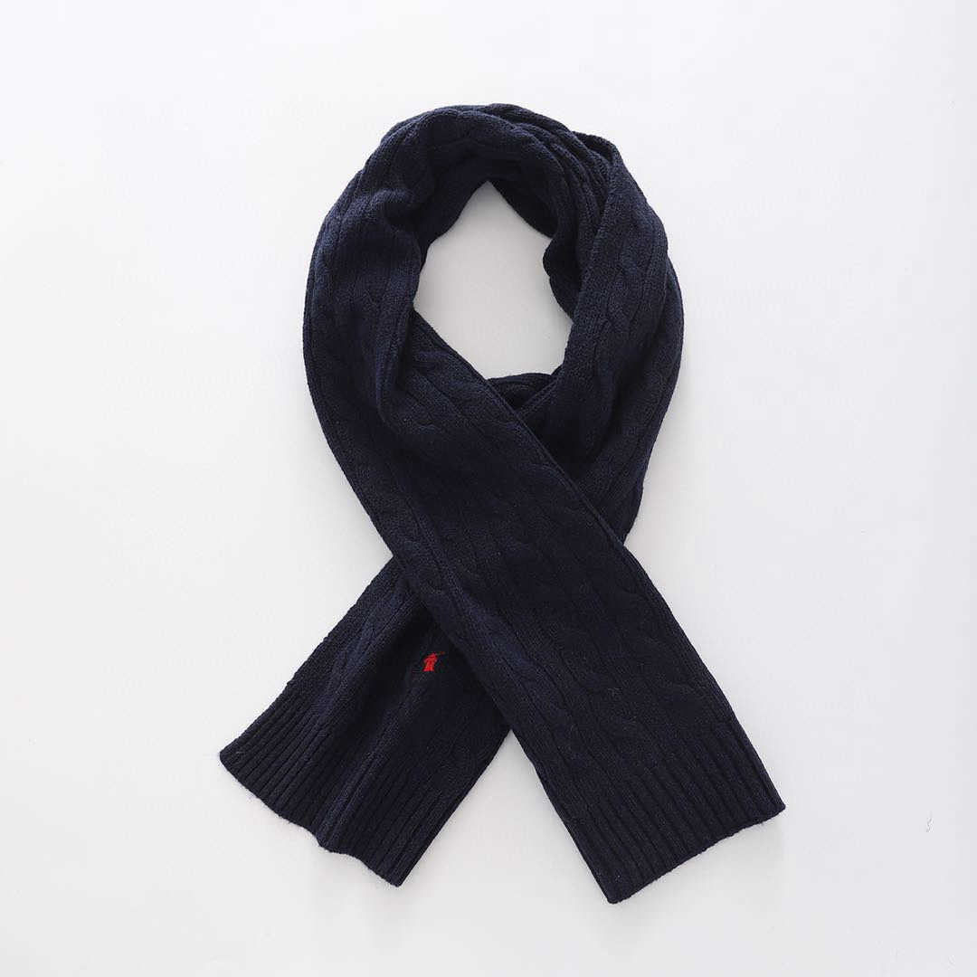 RL Raff Winter New Pony Logo Embroidered Unisex Cable Knit Scarf Versatile Wool Warm Neck Warmer L250904 1VX25
