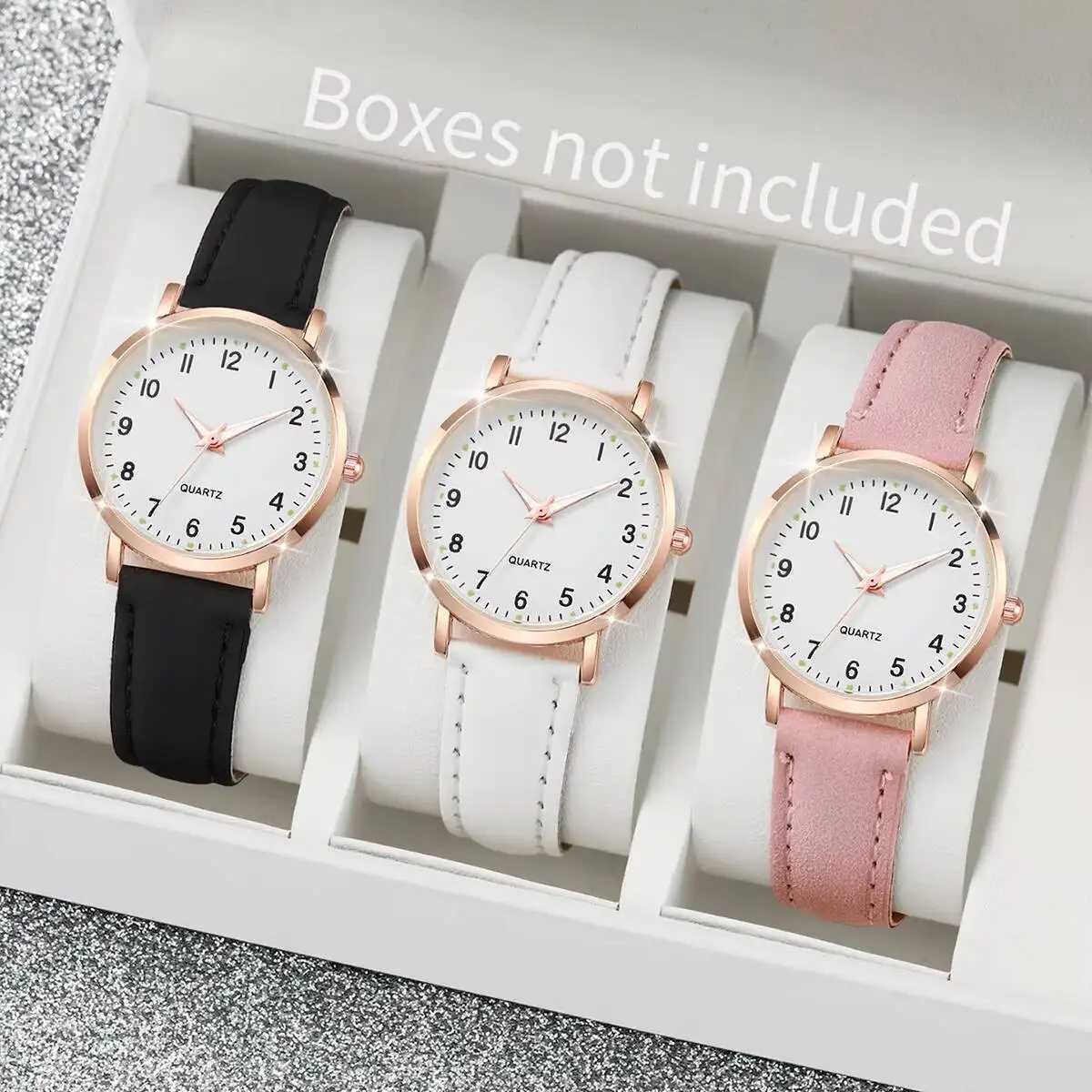 1345PCS Fashion Arabic Dial Wen Quartz Watch Casual Leather Strap Wristwatch for Girls Clock GiftWithout Box X250904