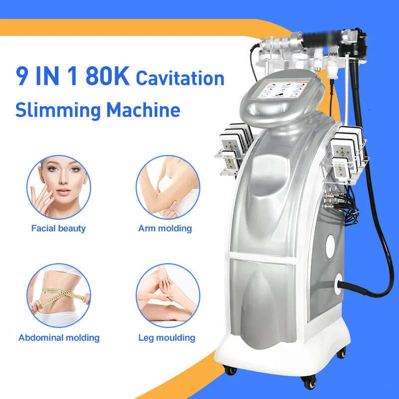 High Performance Vacuum Cavitation 9 In 1 Effective Lipolysis Device For Weight Loss RF Skin Firming Vibration + Rolling Massage Physiotherapy Body Ma