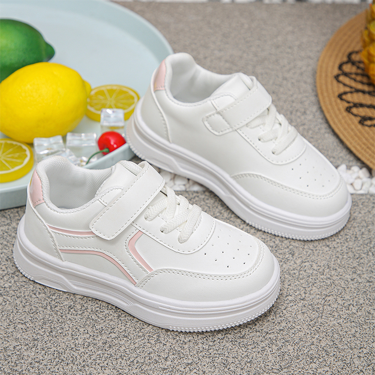 Spring and summer boys and girls soft-soled casual sneakers for primary school students, white sports shoes, comfortable and breathable