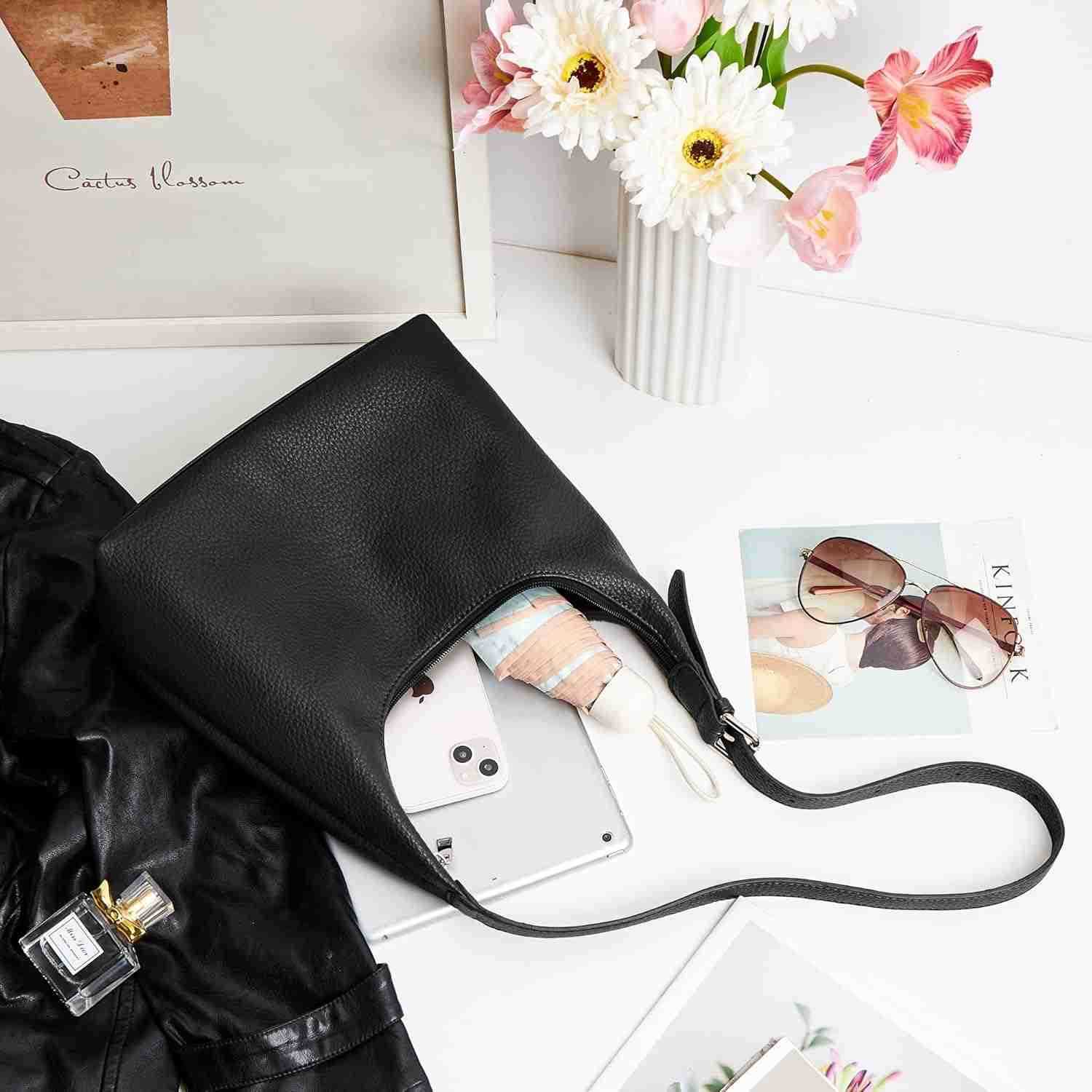 Crescent Tote Bag Women Underarm Handbag Vegan Leather Zipper Shoulder Purse Hobo for Evening Shopping Casual M250903