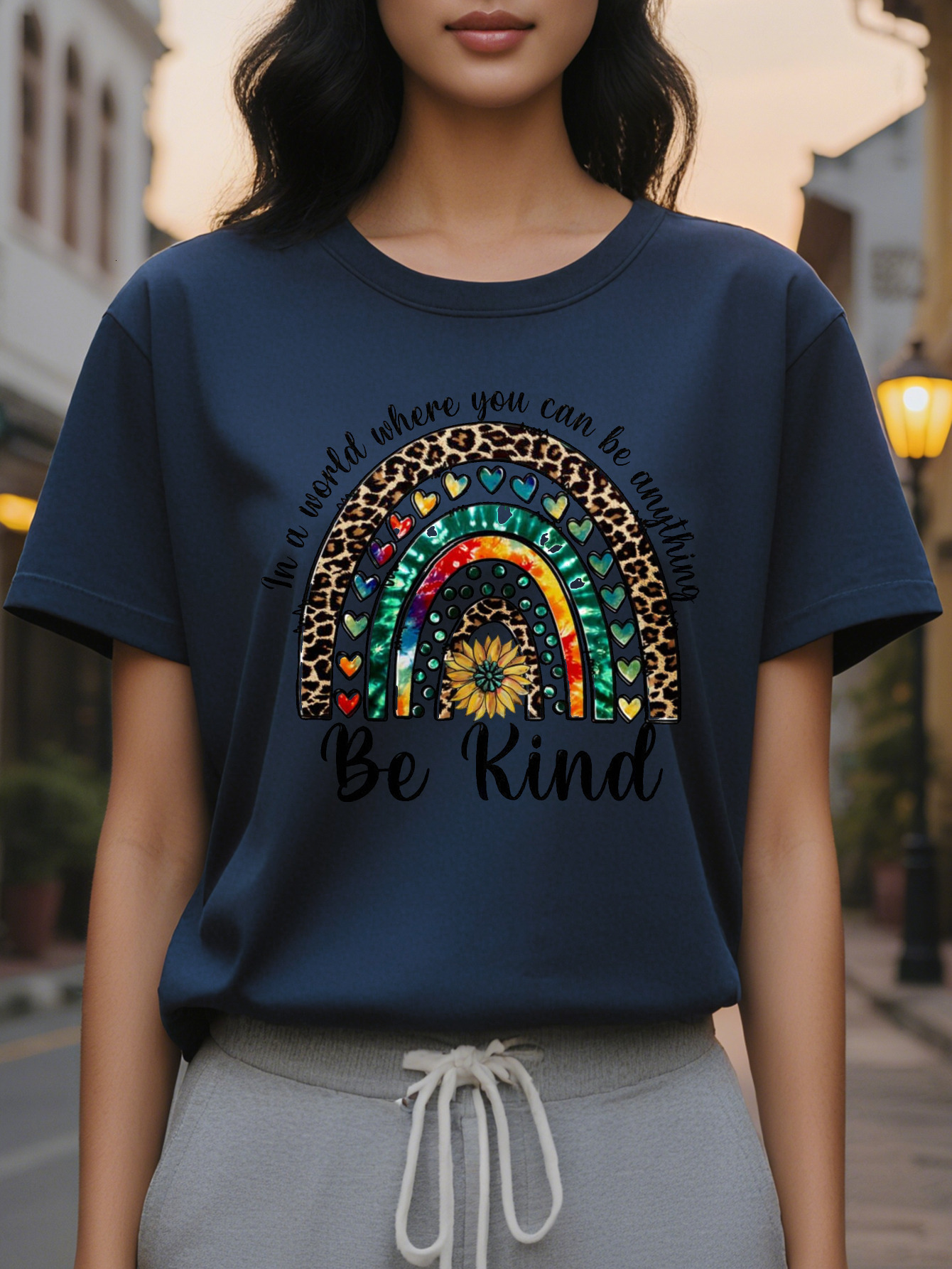 Ladies White Be Kind Sleeve T-Shirt Inspirational Quote Autumn and Winter Daily Casual Formal Wear Dual Purpose