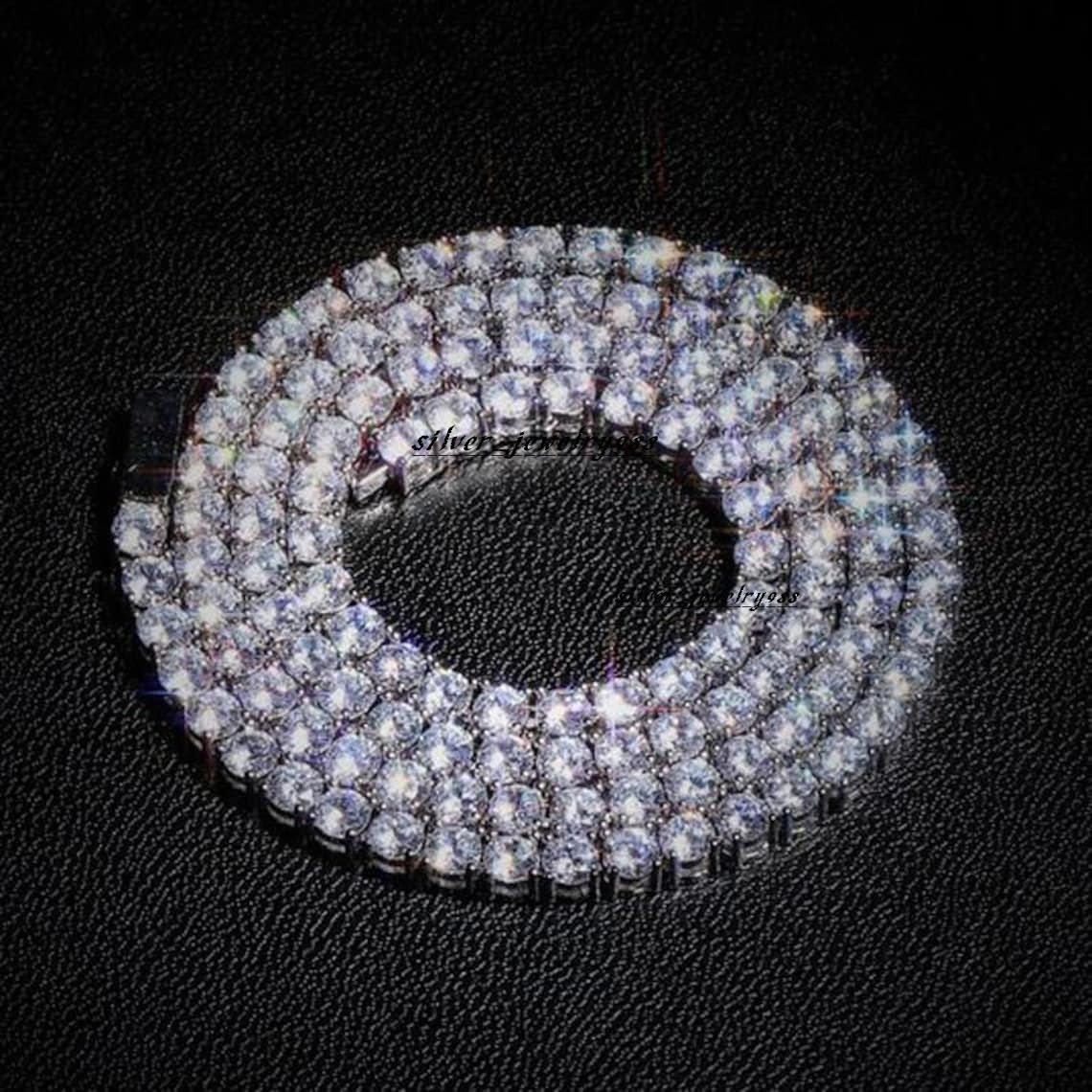 IGI Certified 14k White Gold Plated Diamond Tennis Link Chain Unisex Fine Necklaces with Stylish Flower Design