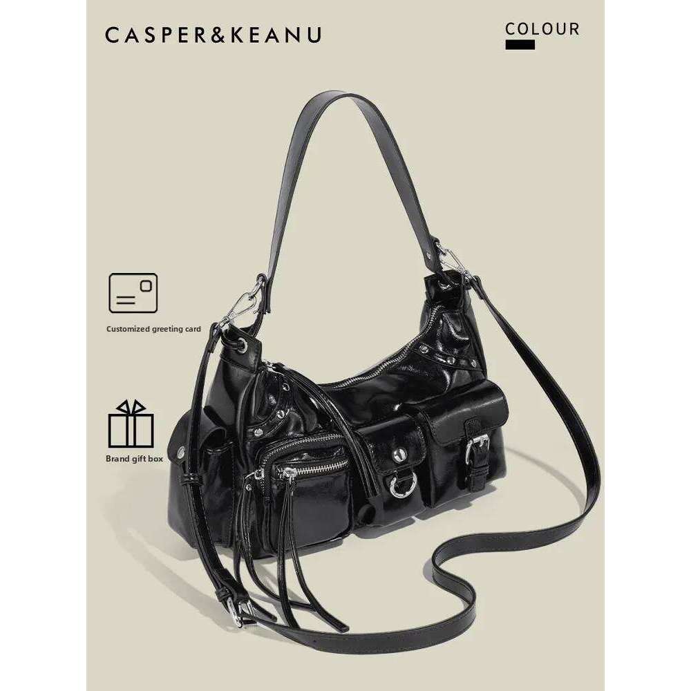 Casperkeanu Original Biker Underarm Women's Commuter Crossbody Bag Spicy Girl Sle Soft PU Leather Large Capaci