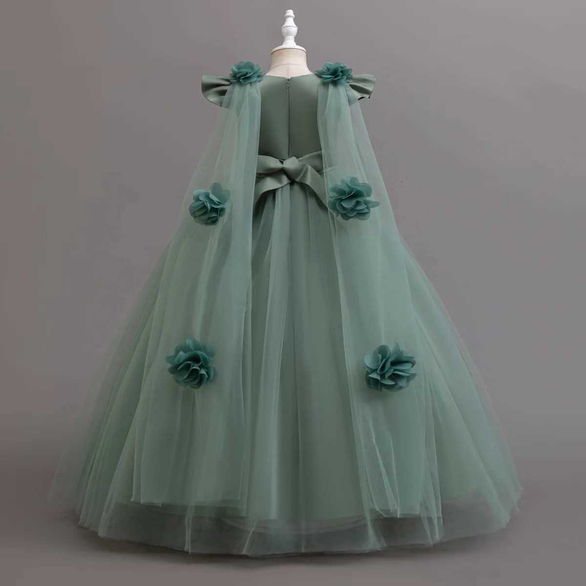 New Long Elegant Dress for Young Girls Flower Girl Princess Dresses White Formal Clothes From 4 to 12 Years Z250904